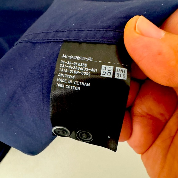 BNWOT UNIQLO BLUE POLKA DOT OVERSIZED BUSINESS CASUAL LS SHIRT MEN 3XL COTTON - Picture 3 of 4